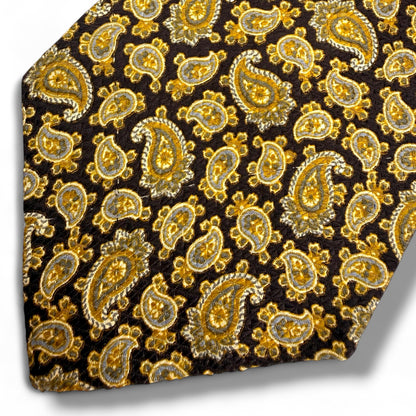 【7626】良品！バーバリー　ネクタイ　ブラック系　ゴールド系