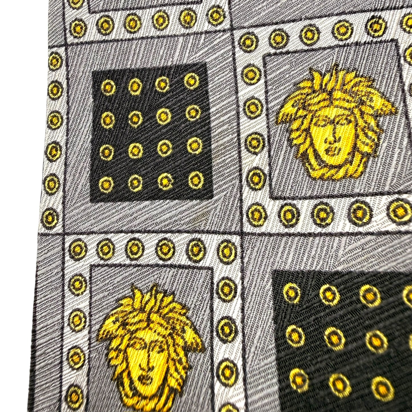 【8614】良品！ヴェルサーチ　ネクタイ　グレー系　メデューサ柄