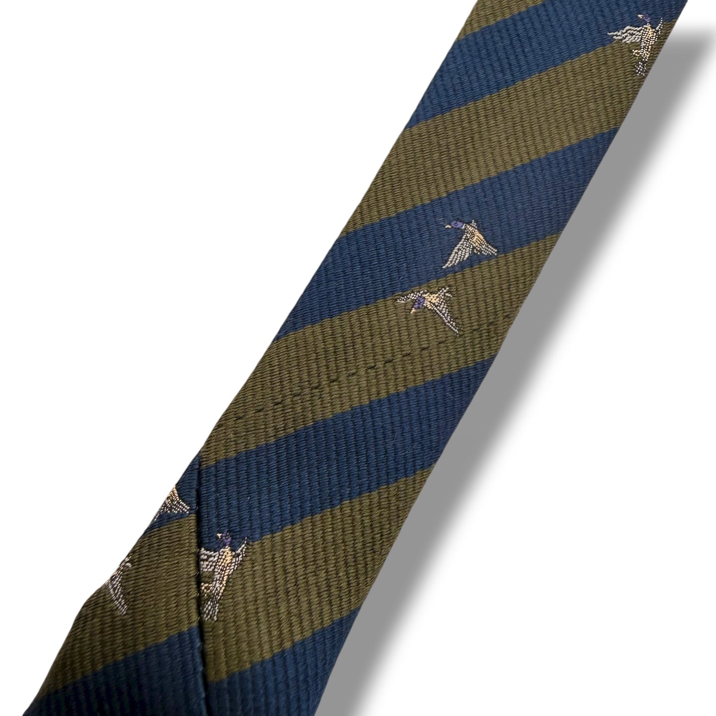 【7615】良品！バーバリー　ネクタイ　緑、青系　ストライプ柄