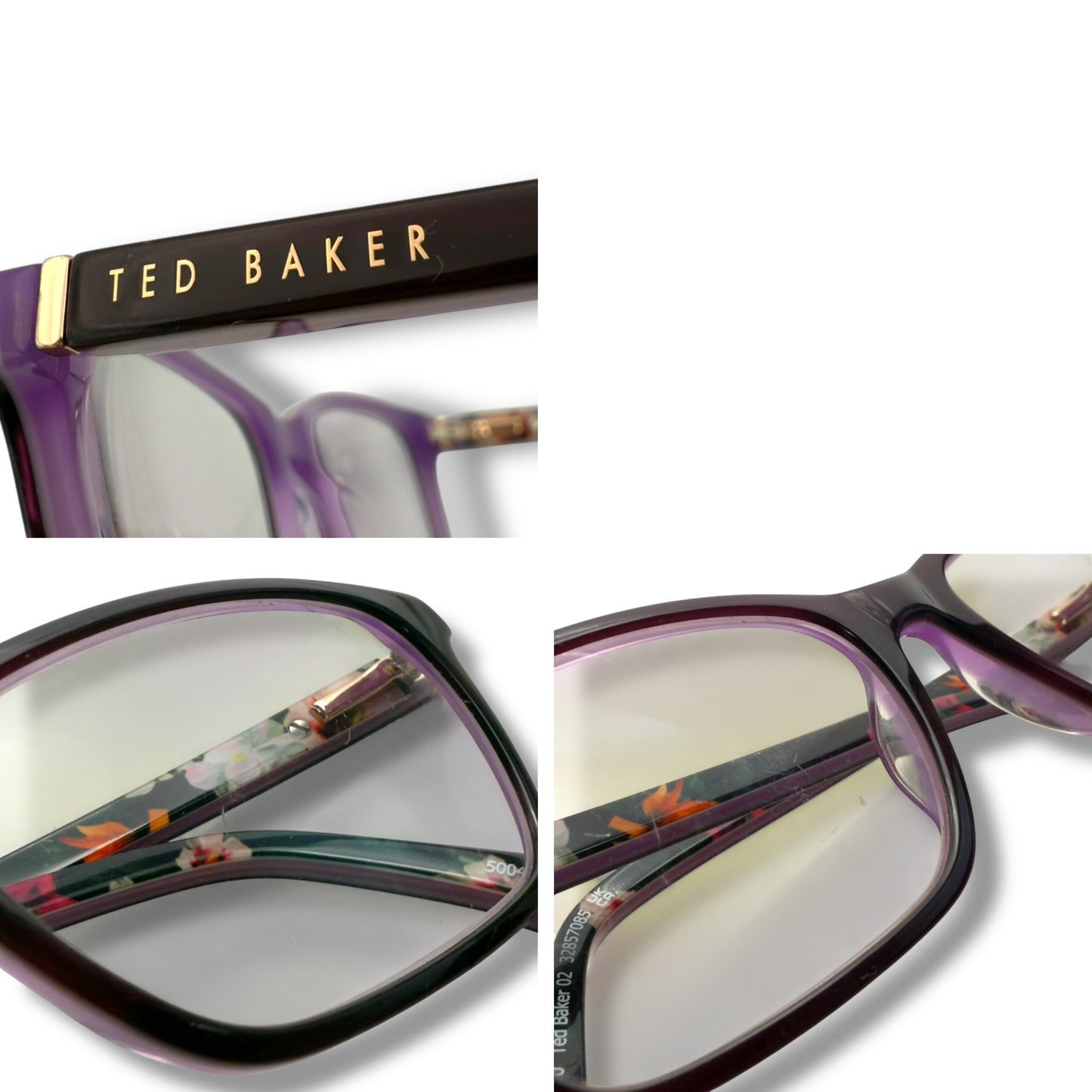 【165】美品！テッド・ベーカー　メガネ　パープル系　フラワー
