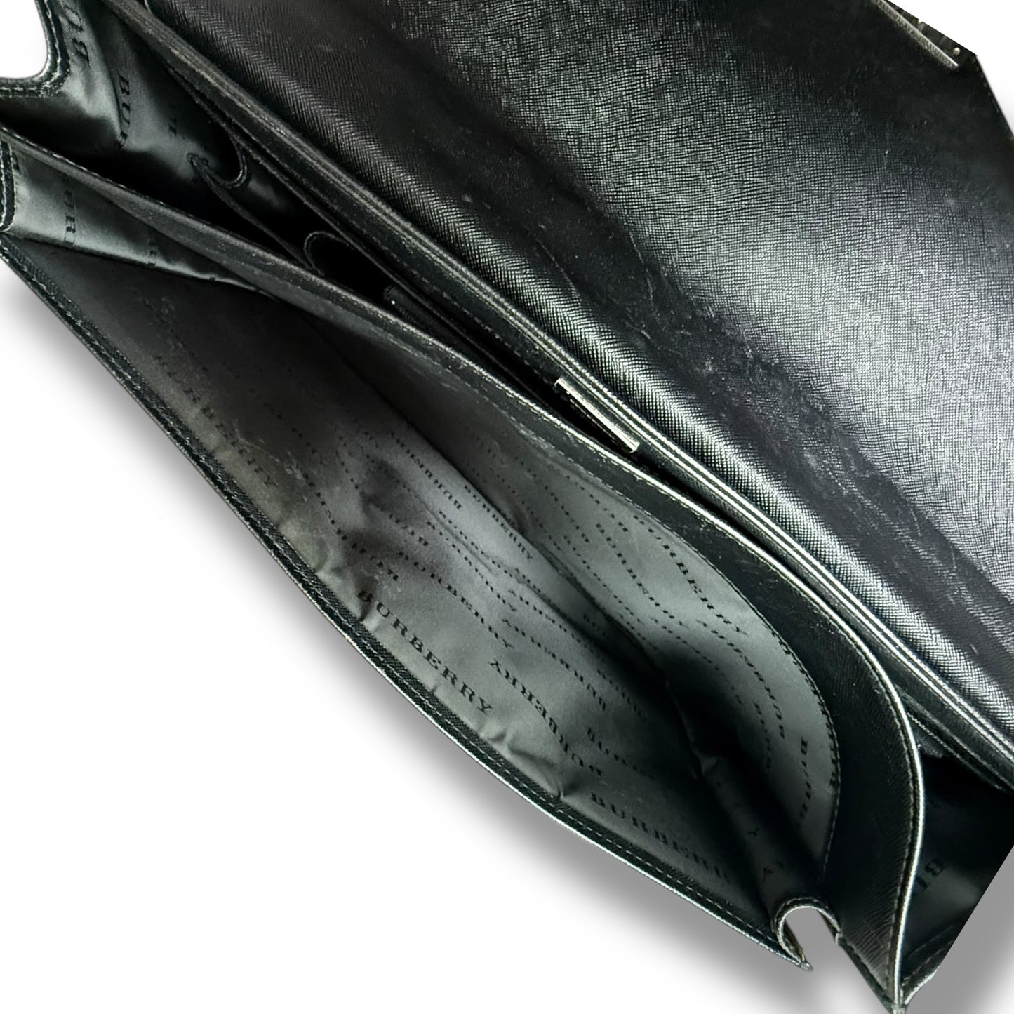 【良品】バーバリー　バッグ　ブラック系　ビジネスバッグ　サフィアーノ