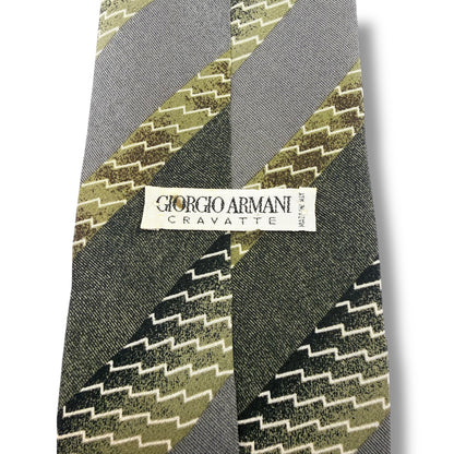 【7695】良品！アルマーニ　ネクタイ　グリーン系