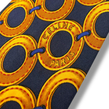 【7532】良品！セリーヌ　ネクタイ　ゴールド系