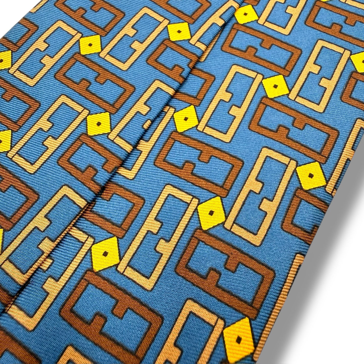 【7832】未使用保管品　フェンディ　ネクタイ ブルー系　FF柄