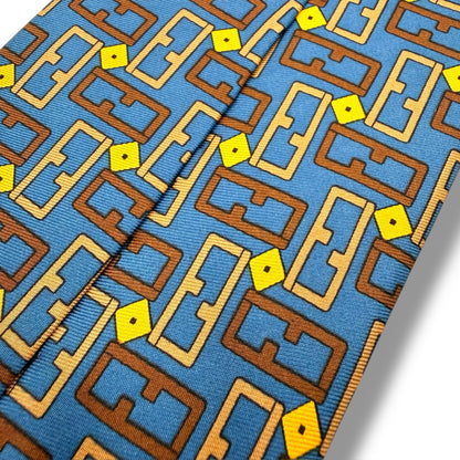 【7832】未使用保管品　フェンディ　ネクタイ ブルー系　FF柄