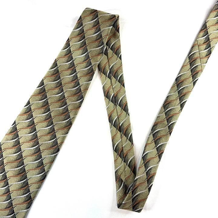 【2980】美品！イブサンローラン ネクタイ　カーキブロンズ系