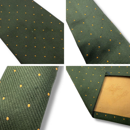 【7360】良品！バーバリー　ネクタイ　緑系　ホースロゴ　ドット柄