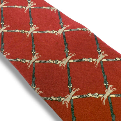 [7416] Good quality! Longchamp tie, wine red 