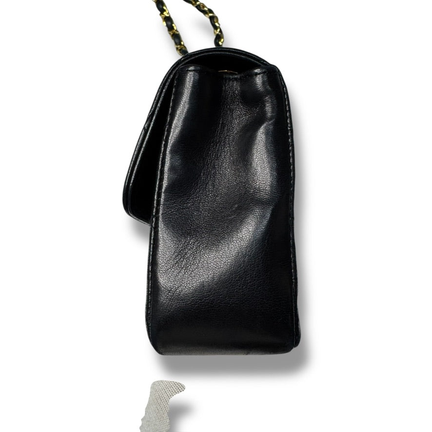 【良品】シャネル　ミニマトラッセ　チェーンショルダーバッグ　ブラック　ラムスキン