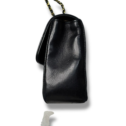 【良品】シャネル　ミニマトラッセ　チェーンショルダーバッグ　ブラック　ラムスキン