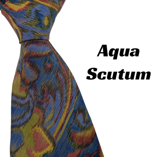 [6118] Beautiful item! Aquascutum necktie, blue, all-over pattern 
