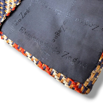 【8888】良品！エルメネジルドゼニア　ネクタイ　ネイビー系×オレンジ系