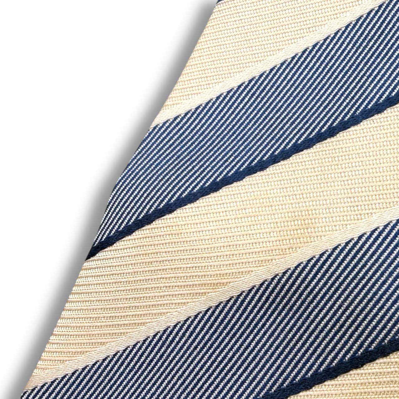 【7805】良品！エルメネジルドゼニア　ネクタイ　青×クリーム色系