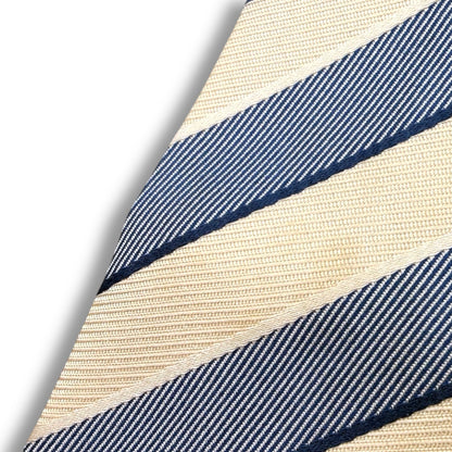 【7805】良品！エルメネジルドゼニア　ネクタイ　青×クリーム色系