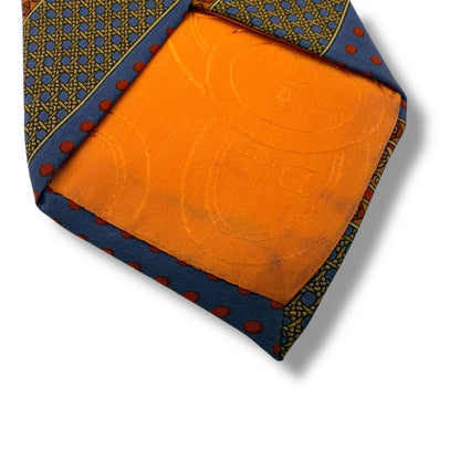 【7566】美品ー良品！クリスチャンディオール　ネクタイ　ブルー系　レッド系