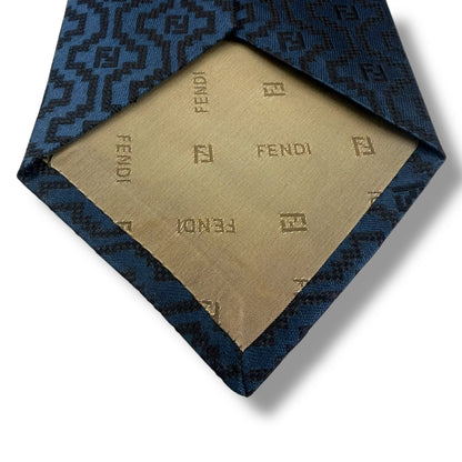 【7926】美品ー良品！フェンディ　ネクタイ　ネイビー系　FF柄