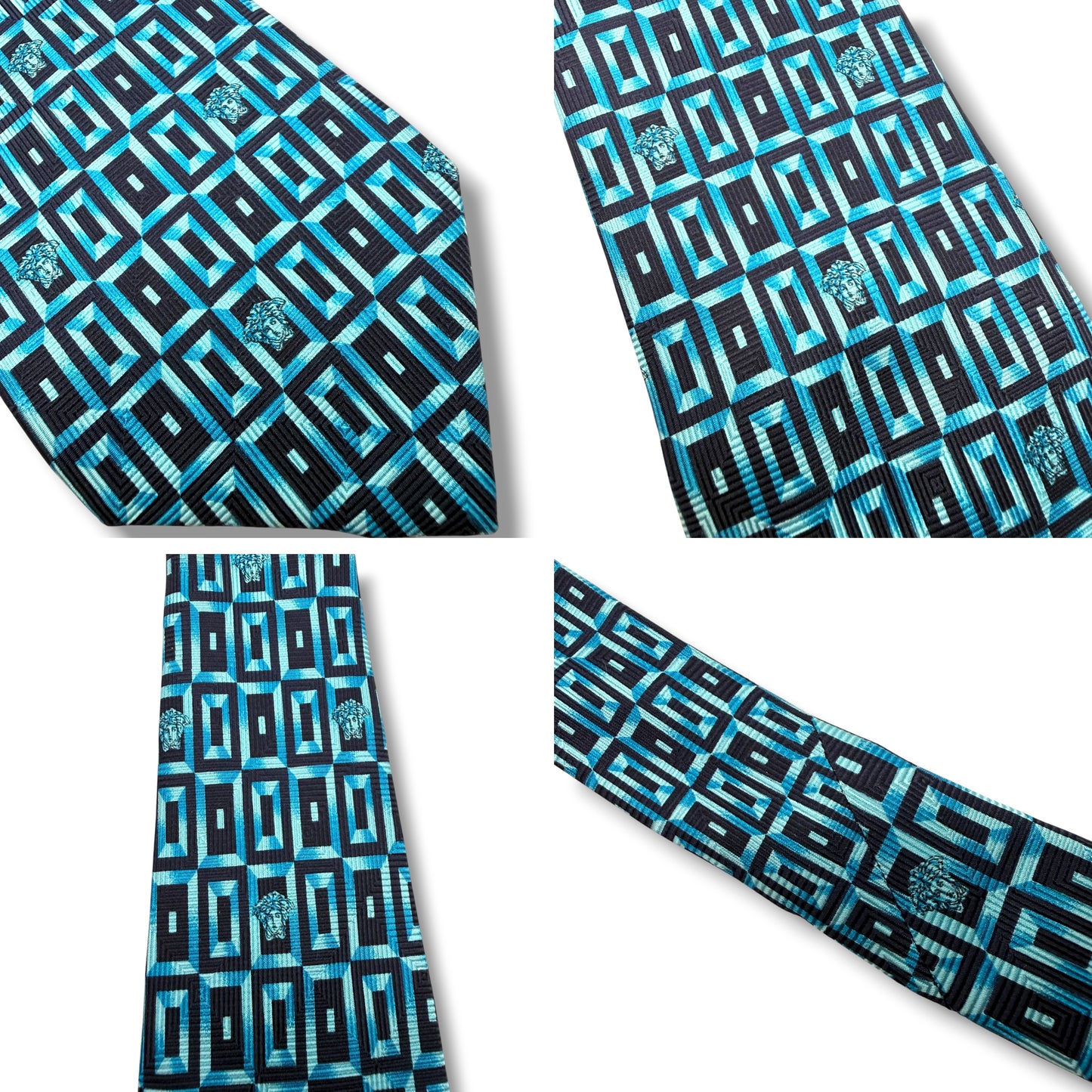 【7581】良品！ヴェルサーチ　ネクタイ　水色系　メデューサ