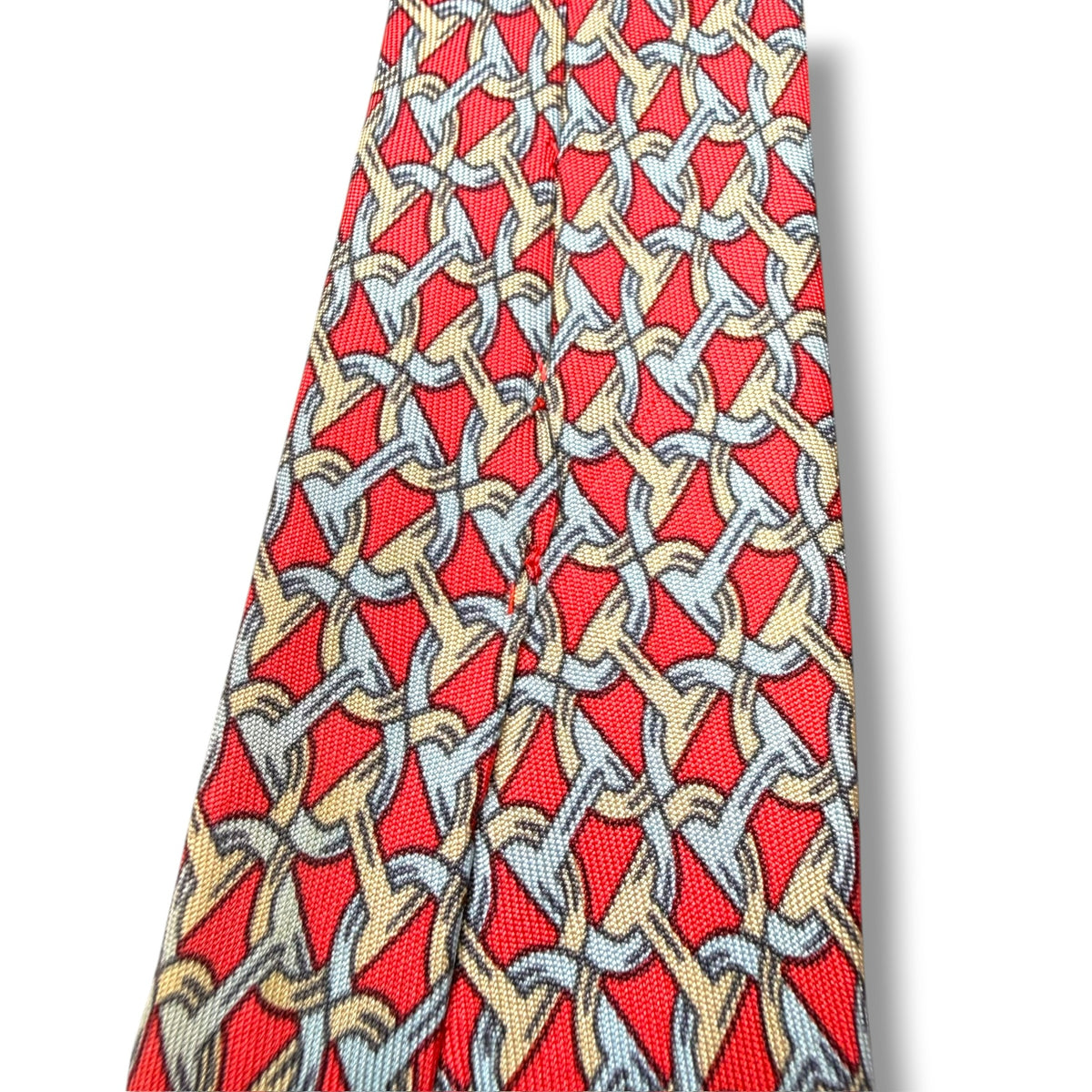 【8718】良品！エルメス　ネクタイ　レッド系