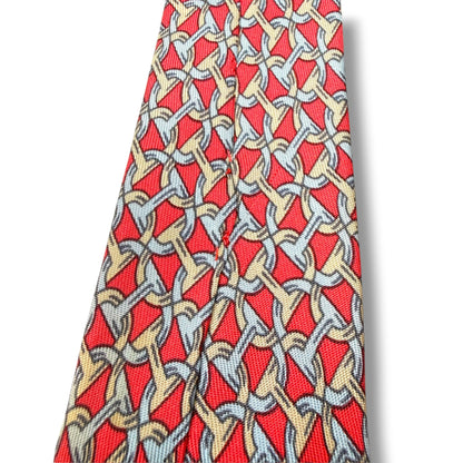 【8718】良品！エルメス　ネクタイ　レッド系