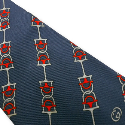 【7531】良品ー可品！グッチ　ネクタイ　ネイビー系