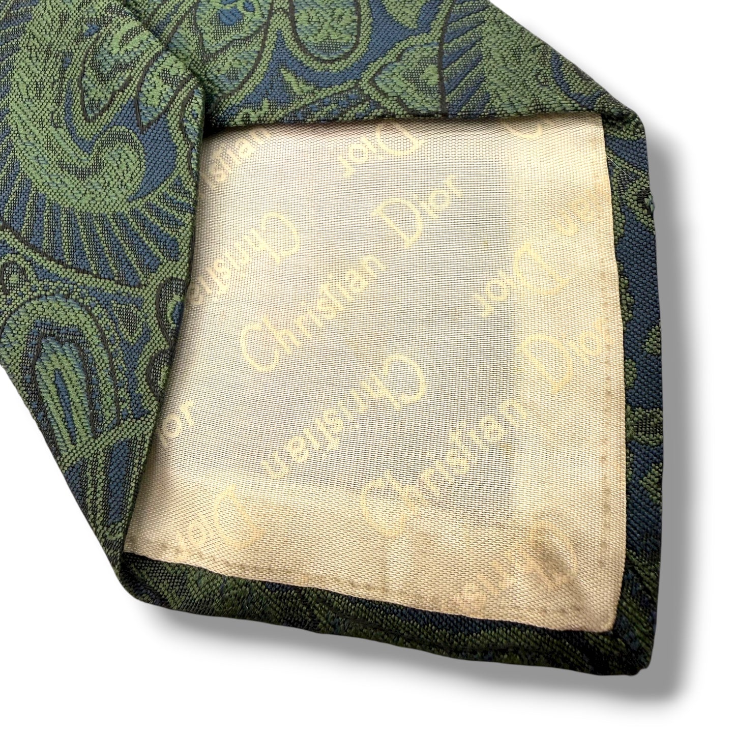 【7627】良品！クリスチャンディオール　ネクタイ　グリーン系