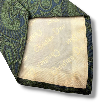 【7627】良品！クリスチャンディオール　ネクタイ　グリーン系