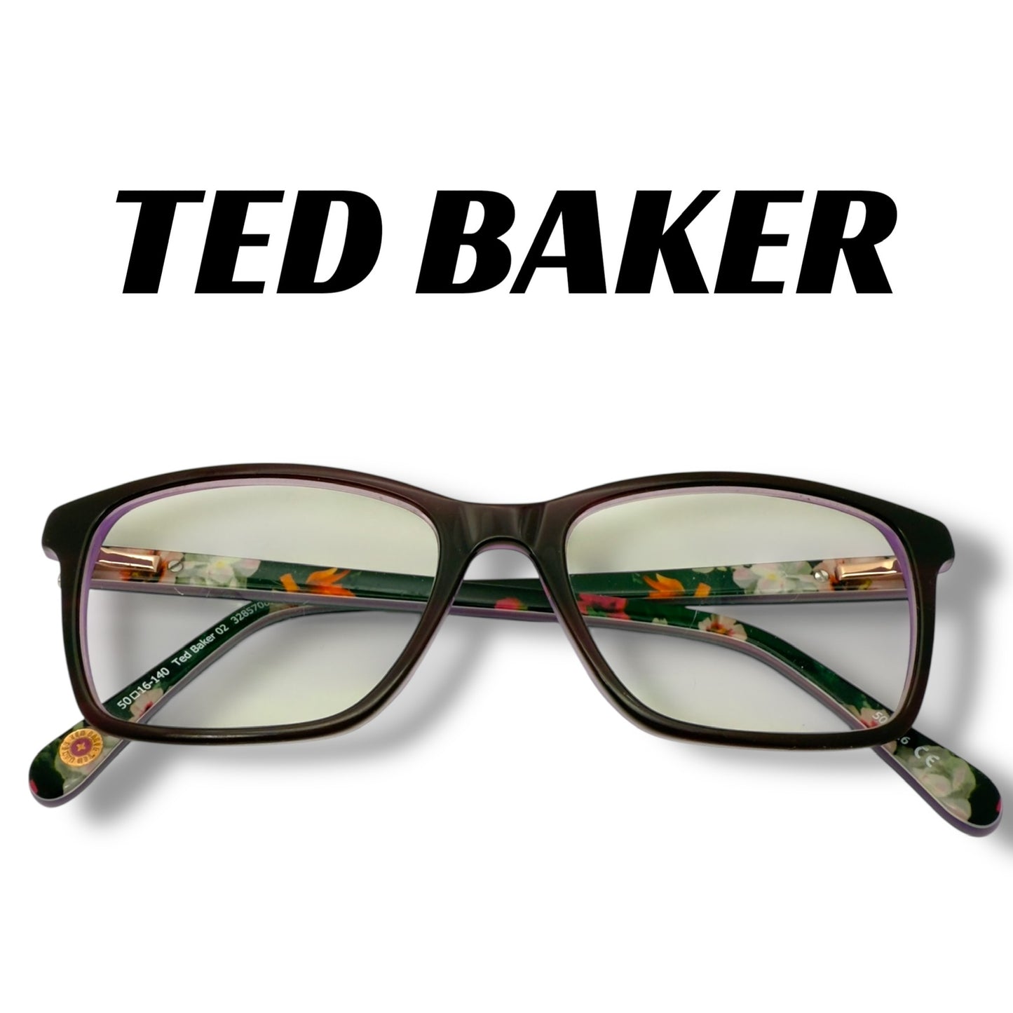 【165】美品！テッド・ベーカー　メガネ　パープル系　フラワー