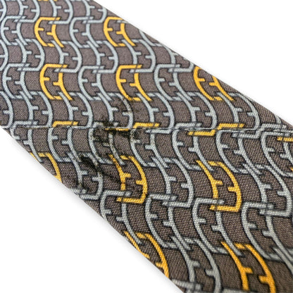 【8825】良品！フェンディ　ネクタイ　グレー系　FF柄