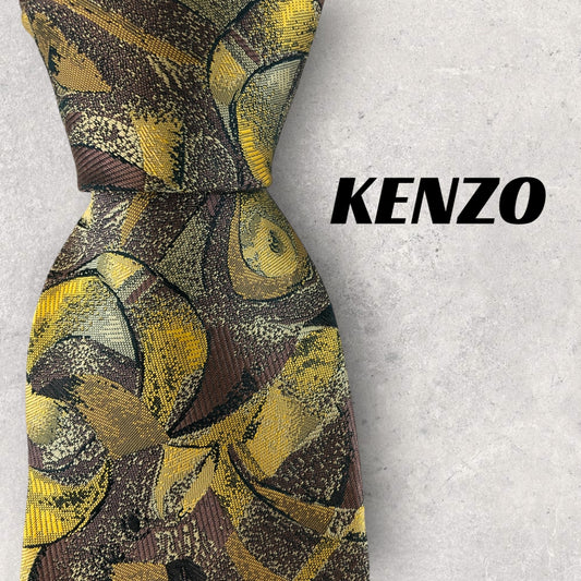 [6025] Beautiful item! Kenzo tie in gold and brown 