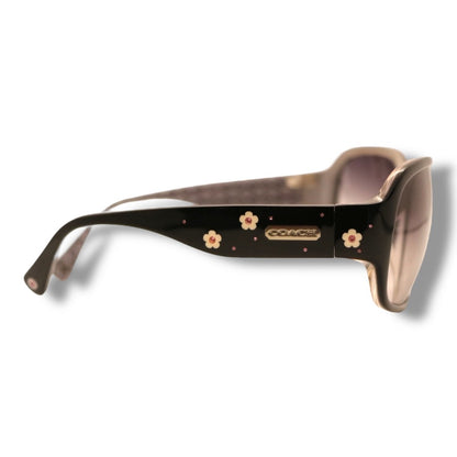 【203】美品！コーチ　サングラス　ブラック系　シグネイチャー　フラワー