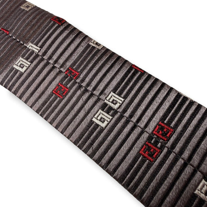 【8424】良品！フェンディ　ネクタイ　シルバー系　FF柄