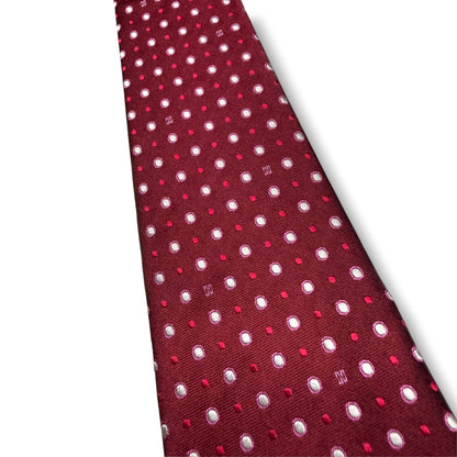 【8735】良品！ダックス　ネクタイ　ボルドー系　ストライプ柄