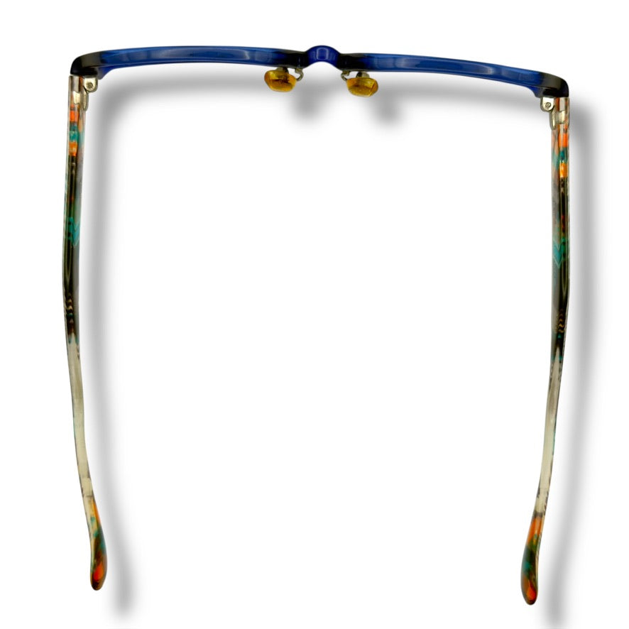 [61] Good quality! JINS glasses, blue, checkered pattern 