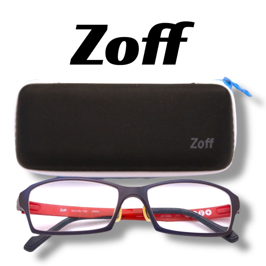 【200】良品！ゾフ　メガネ　パープル×レッド×ネイビー Ultem