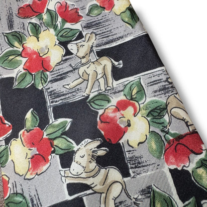 【6998】良品！ピエールバルマン　ネクタイ　ブラック系　花柄