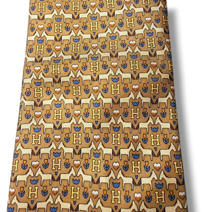 【8574】良品！エルメス　ネクタイ　ライトブラウン系
