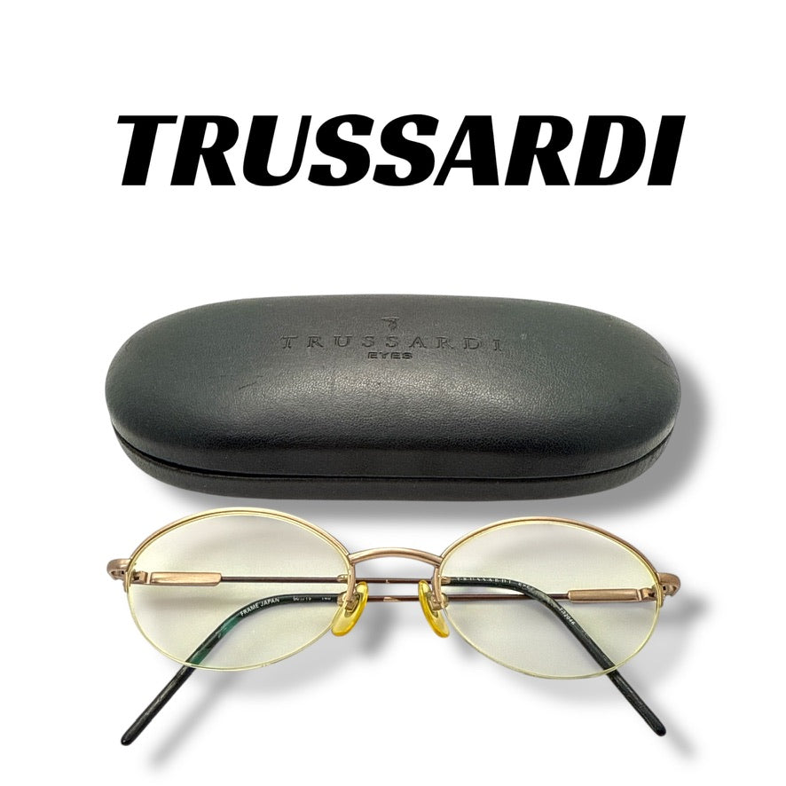 【209】可品！トラサルディ　メガネ　ゴールド系