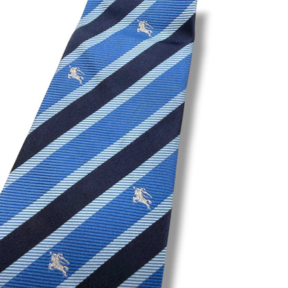 【7610】良品！バーバリー　ネクタイ　ブルー系　ストライプ柄
