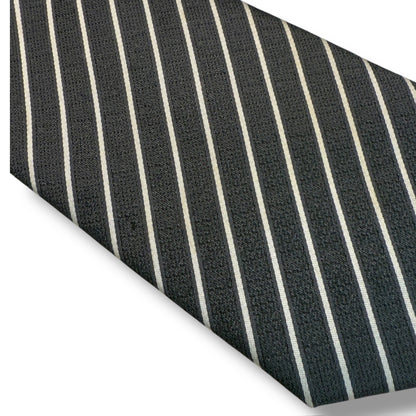 【7119】良品！アルマーニ　ネクタイ　ブラック系　ストライプ柄