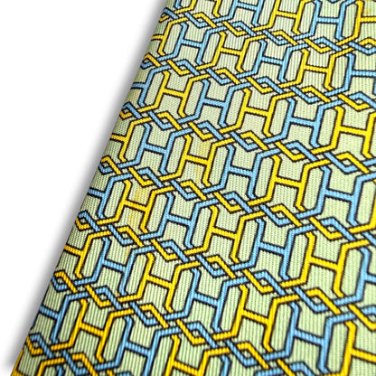 【8493】可品！エルメス　ネクタイ　ライトグリーン系　H柄