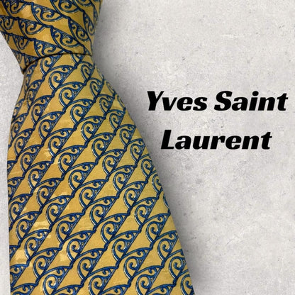 【5976】美品！イヴ・サンローラン　ネクタイ　ゴールド系.