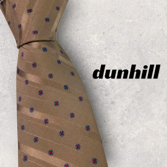 [6167] Good quality! Dunhill tie, brown 