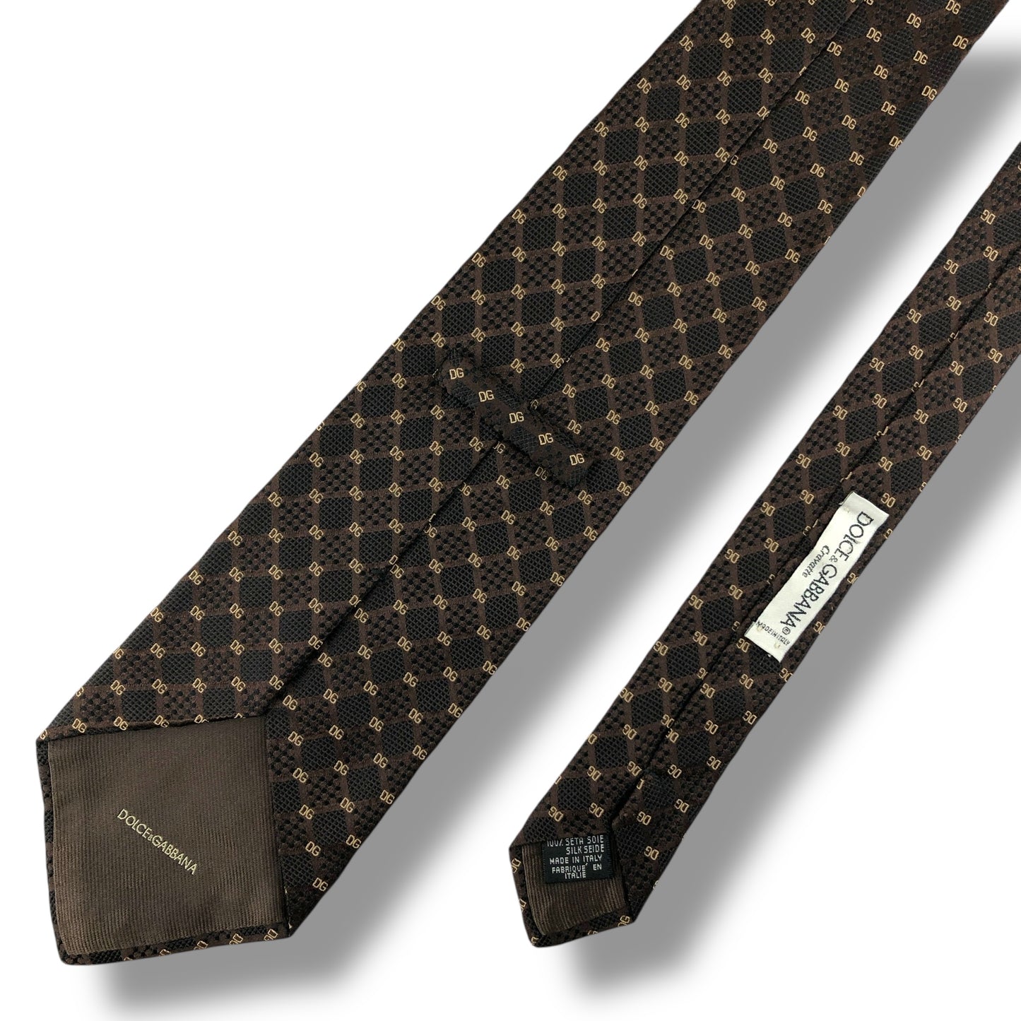 【7800】美品！ドルチェアンドガッバーナ　ネクタイ　ブラウン系　DG柄