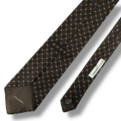 【7800】美品！ドルチェアンドガッバーナ　ネクタイ　ブラウン系　DG柄