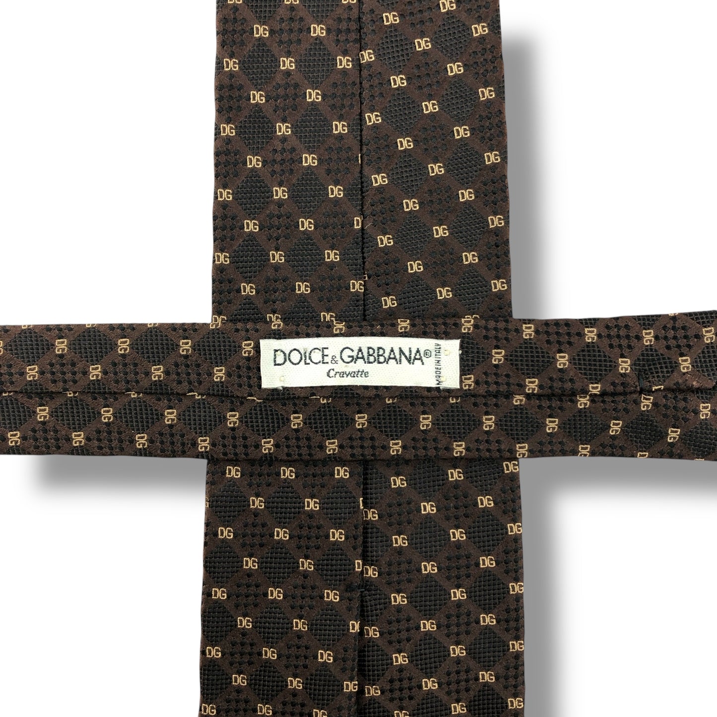 【7800】美品！ドルチェアンドガッバーナ　ネクタイ　ブラウン系　DG柄