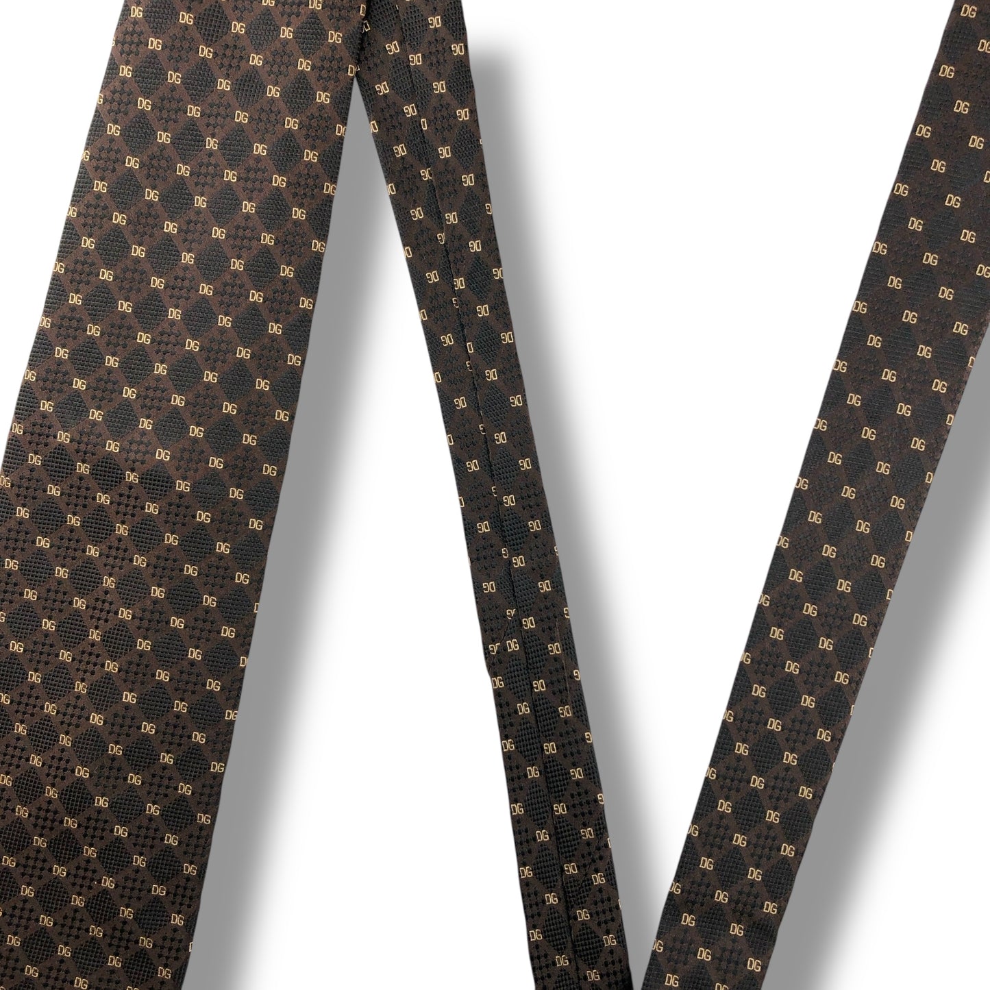 【7800】美品！ドルチェアンドガッバーナ　ネクタイ　ブラウン系　DG柄
