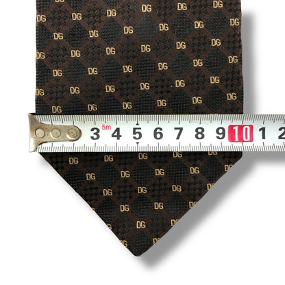 【7800】美品！ドルチェアンドガッバーナ　ネクタイ　ブラウン系　DG柄