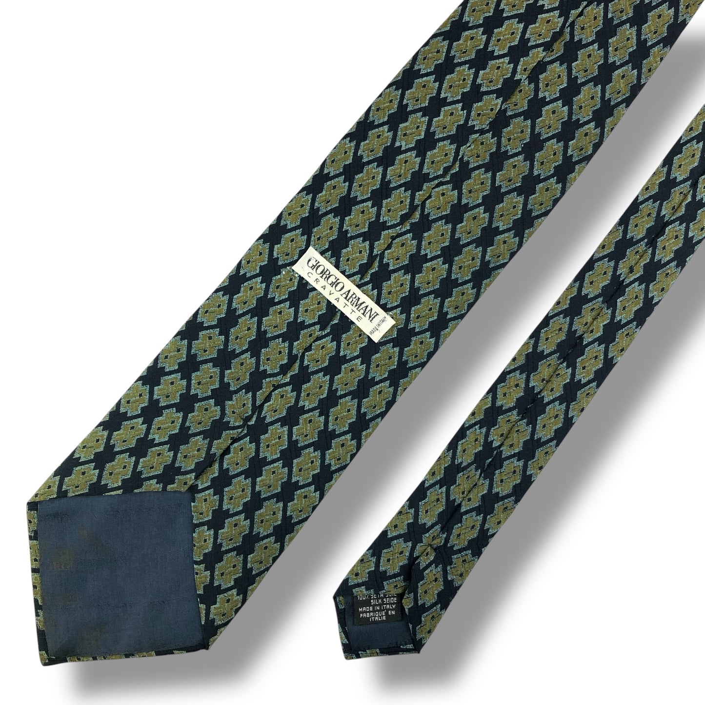【7804】可品！アルマーニ　ネクタイ　ブラック系　グリーン系