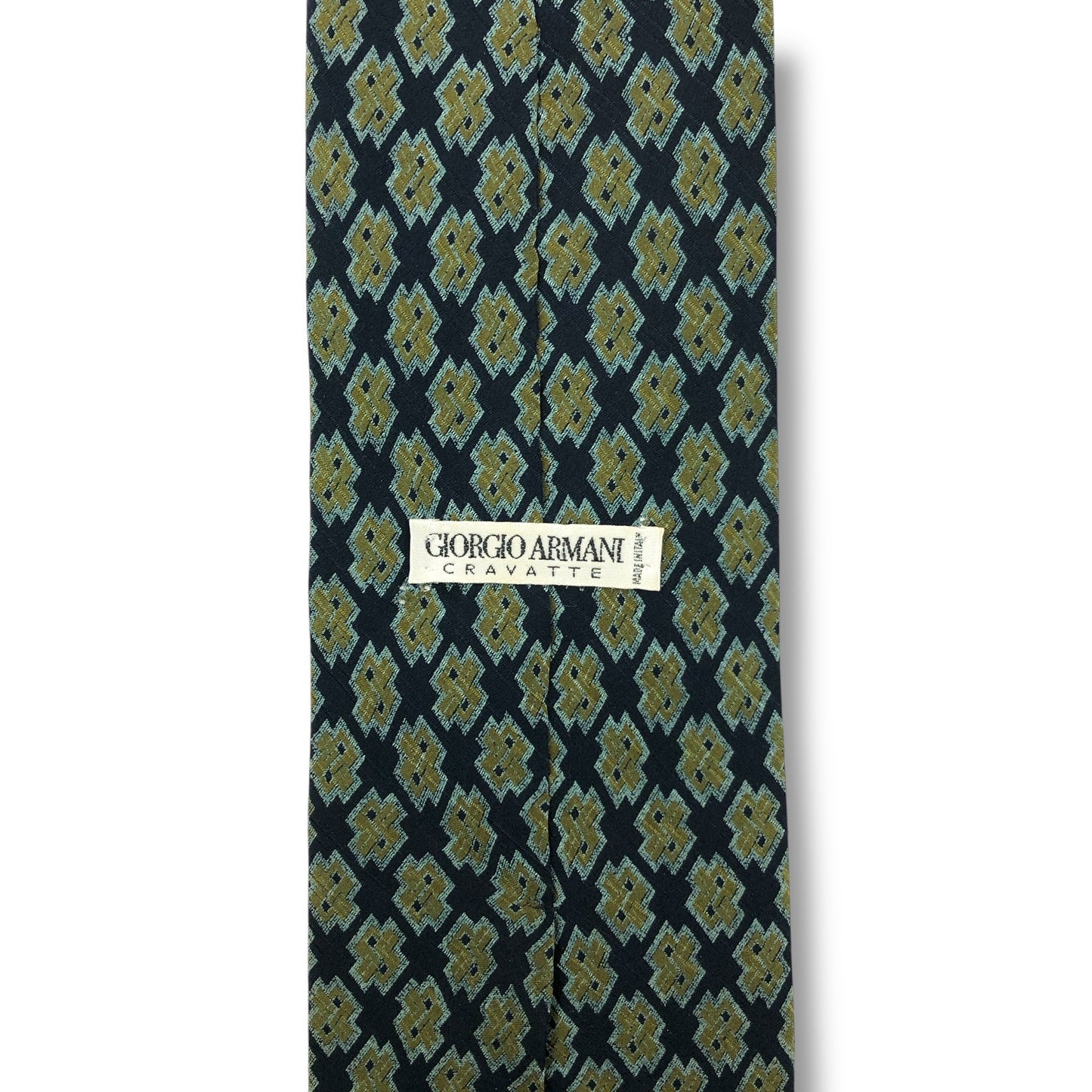【7804】可品！アルマーニ　ネクタイ　ブラック系　グリーン系