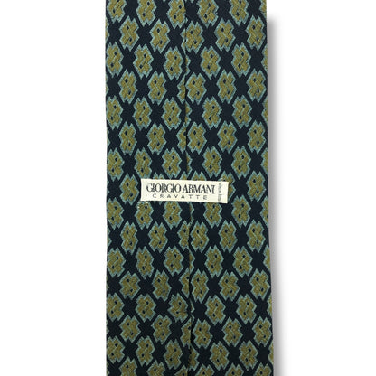 【7804】可品！アルマーニ　ネクタイ　ブラック系　グリーン系